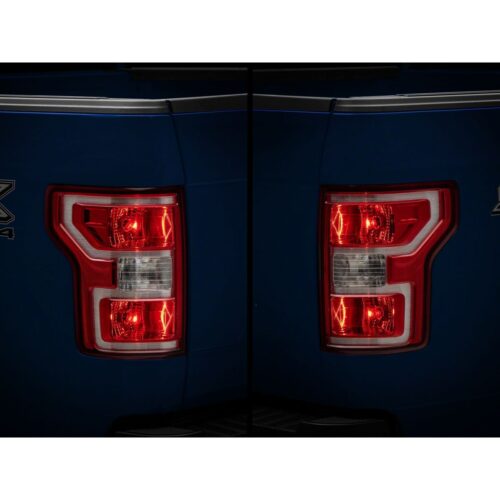 OE Style Tail Lights, Chrome Housing, Red Lens (2018-2020 F-150 halogen non-BLIS)